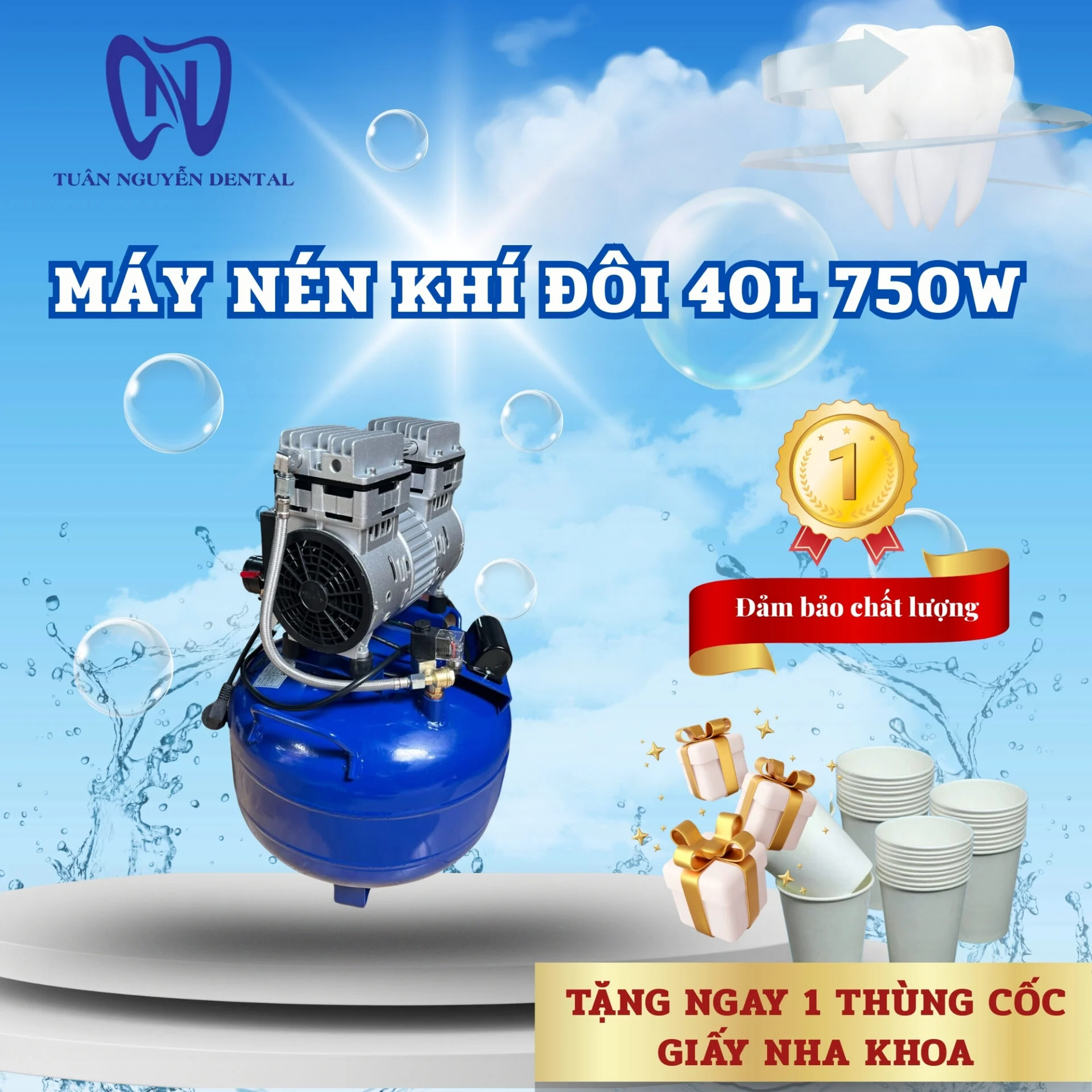 Máy nén khí đôi 40L 750W
