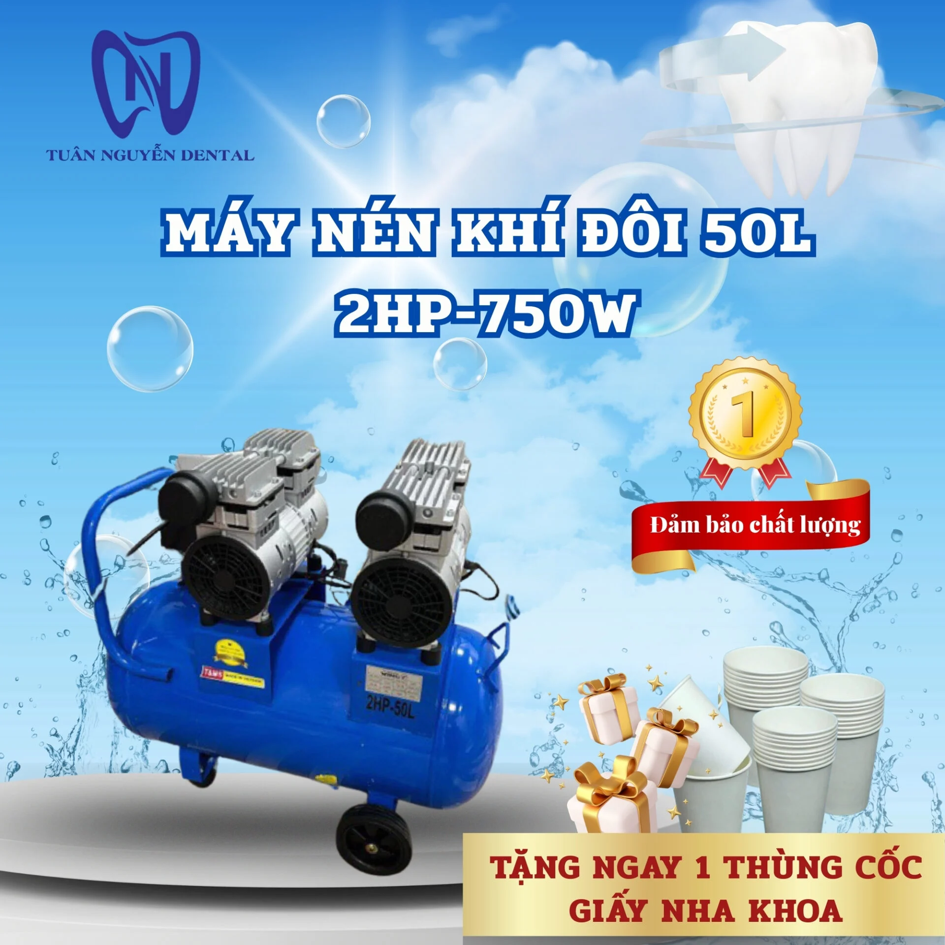 Máy nén khí đôi 70L-2HP-750W